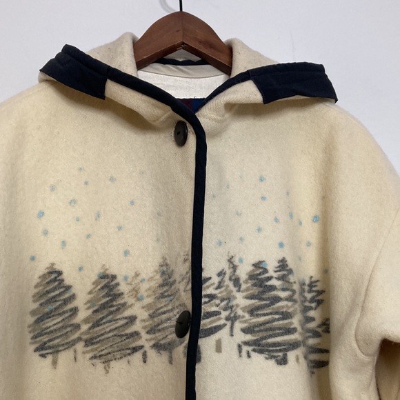 Vintage Duffle Coat Womens 8 Cream Wool Overcoat Nylon Shell 3 in 1 Cottagecore - Picture 3 of 15